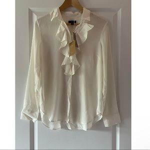 J. Crew Collection ruffle-front blouse in Re-Imagined Silk